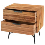 La table de chevet Urban Port 2 tiroirs en bois avec pieds métalliques inclinés marron/noir