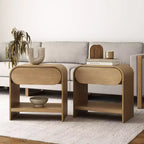 Table basse rectangulaire moderne avec porte coulissante en verre