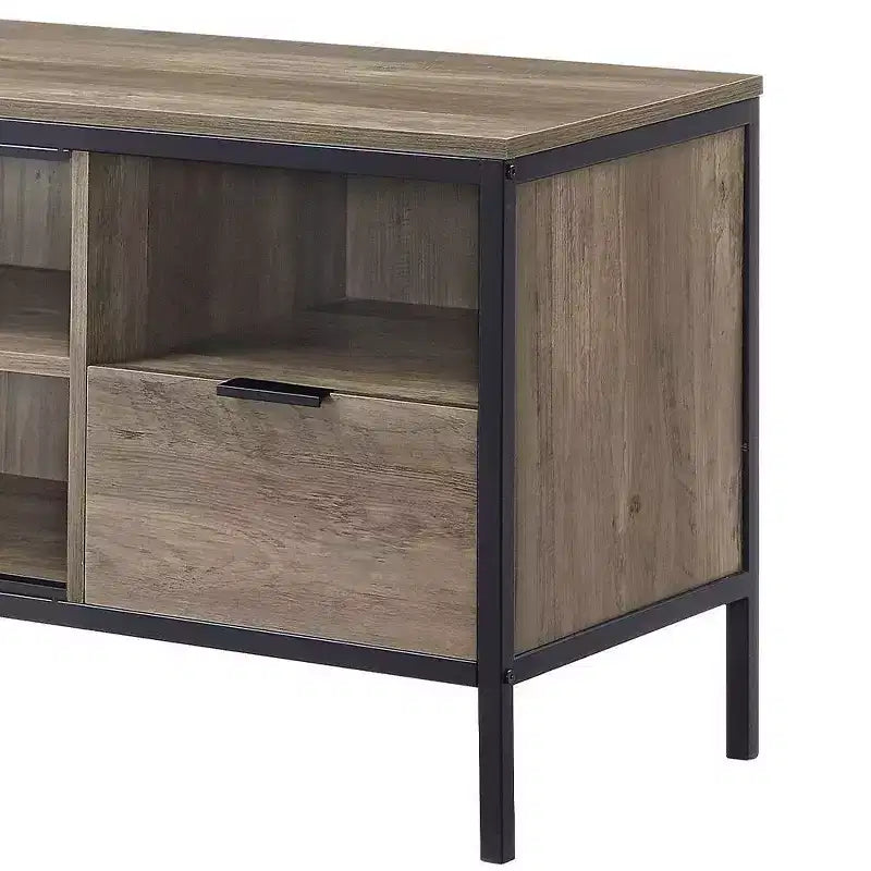Meuble TV Nantan pour téléviseurs jusqu'à 50", finition chêne rustique/noir