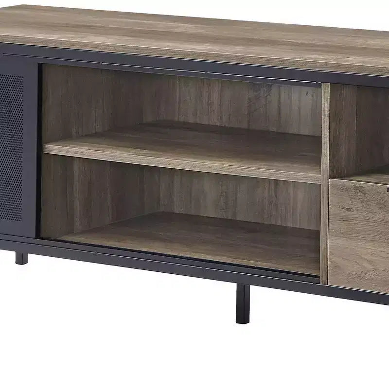 Meuble TV Nantan pour téléviseurs jusqu'à 50", finition chêne rustique/noir