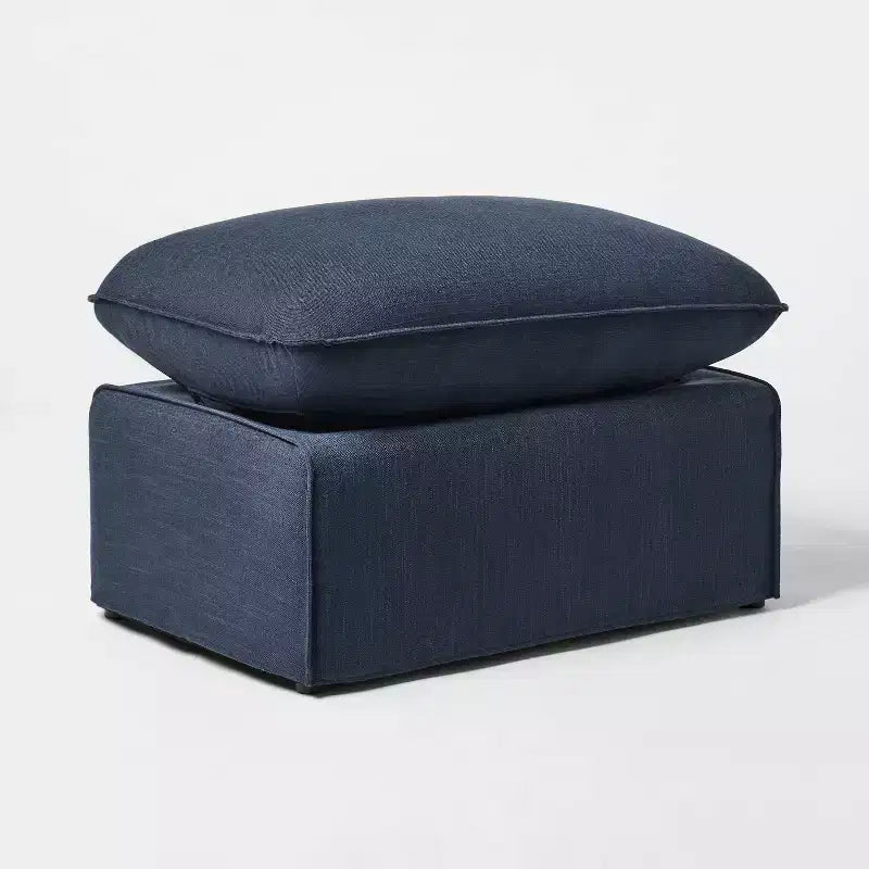 Padded Slipcover Ottoman Blue - Threshold™ designed with Studio McGee