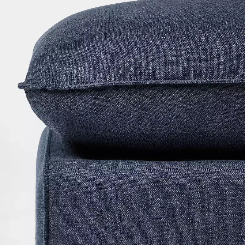 Pouff carré déhoussable et rembourré bleu