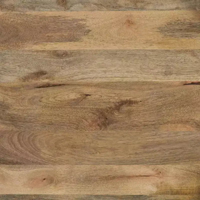 Table basse ronde fabriquée à la main de 74 cm, plateau en bois brun naturel avec pieds en fer noir