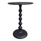 The Urban Port 22" Round Side End Table Cast Aluminum with Hammered Texture Black