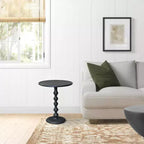 Table d'appoint ronde 22" en fonte d'aluminium texturée martelée noire