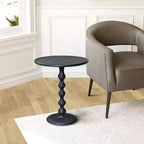 Table d'appoint ronde 22" en fonte d'aluminium texturée martelée noire