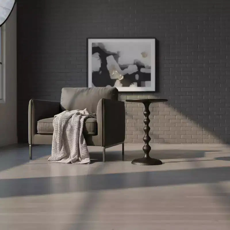 Table d'appoint ronde 22" en fonte d'aluminium texturée martelée noire