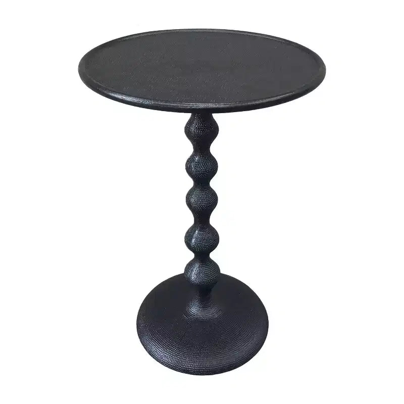 Table d'appoint ronde 22" en fonte d'aluminium texturée martelée noire