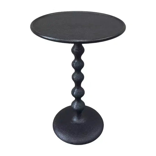 Table d'appoint ronde 22" en fonte d'aluminium texturée martelée noire