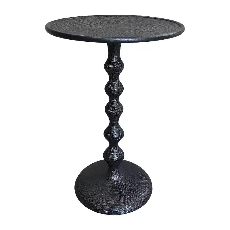 Table d'appoint ronde 22" en fonte d'aluminium texturée martelée noire