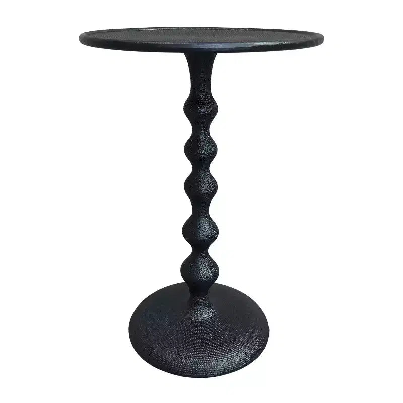 Table d'appoint ronde 22" en fonte d'aluminium texturée martelée noire