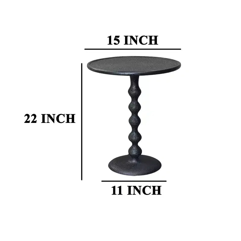Table d'appoint ronde 22" en fonte d'aluminium texturée martelée noire