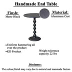 Table d'appoint ronde 22" en fonte d'aluminium texturée martelée noire