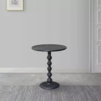 Table d'appoint ronde 22" en fonte d'aluminium texturée martelée noire