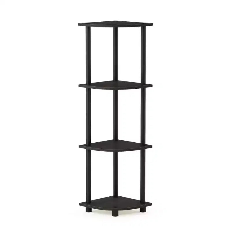 Étagère d'angle à 4 niveaux, meuble de rangement multifonctionnel, étagère de salle de bain, expresso/noir