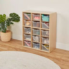 Meuble de rangement 15 casiers Streamline avec 15 bacs à ouverture frontale, 5x3, mobilier pour enfants