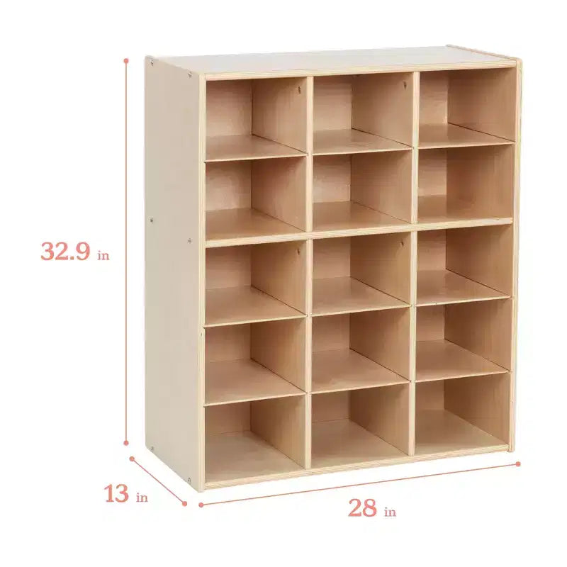 Meuble de rangement 15 casiers Streamline avec 15 bacs à ouverture frontale, 5x3, mobilier pour enfants