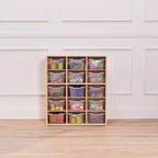 Meuble de rangement 15 casiers Streamline avec 15 bacs à ouverture frontale, 5x3, mobilier pour enfants