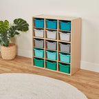 Meuble de rangement 15 casiers Streamline avec 15 bacs à ouverture frontale, 5x3, mobilier pour enfants