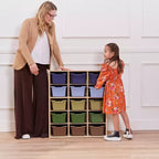 Meuble de rangement 15 casiers Streamline avec 15 bacs à ouverture frontale, 5x3, mobilier pour enfants