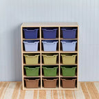 Meuble de rangement 15 casiers Streamline avec 15 bacs à ouverture frontale, 5x3, mobilier pour enfants