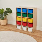 Meuble de rangement 15 casiers Streamline avec 15 bacs à ouverture frontale, 5x3, mobilier pour enfants
