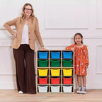 Meuble de rangement 15 casiers Streamline avec 15 bacs à ouverture frontale, 5x3, mobilier pour enfants