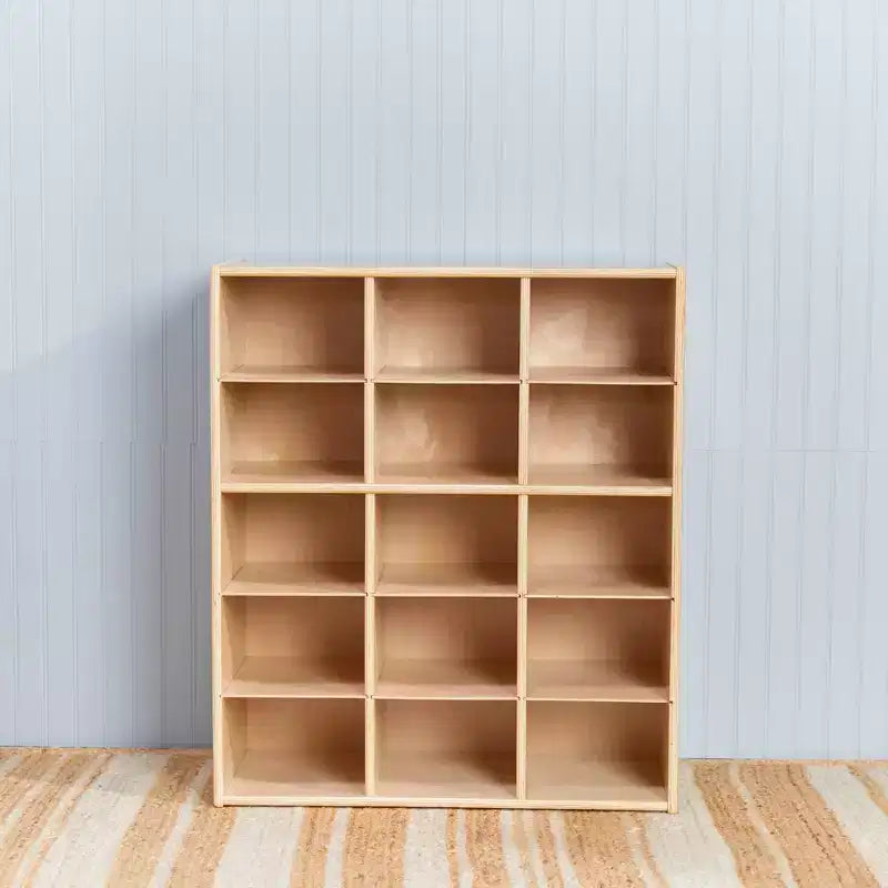 Meuble de rangement 15 casiers Streamline avec 15 bacs à ouverture frontale, 5x3, mobilier pour enfants