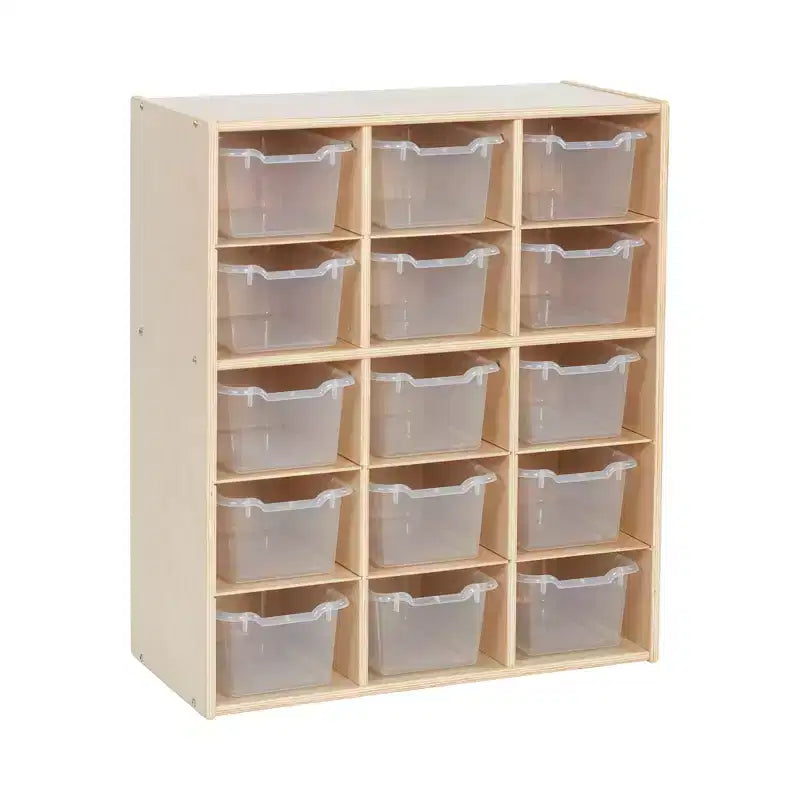 Meuble de rangement 15 casiers Streamline avec 15 bacs à ouverture frontale, 5x3, mobilier pour enfants