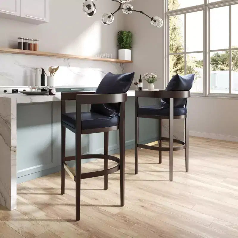 Lot de 3 tabourets de bar en hêtre rembourrés