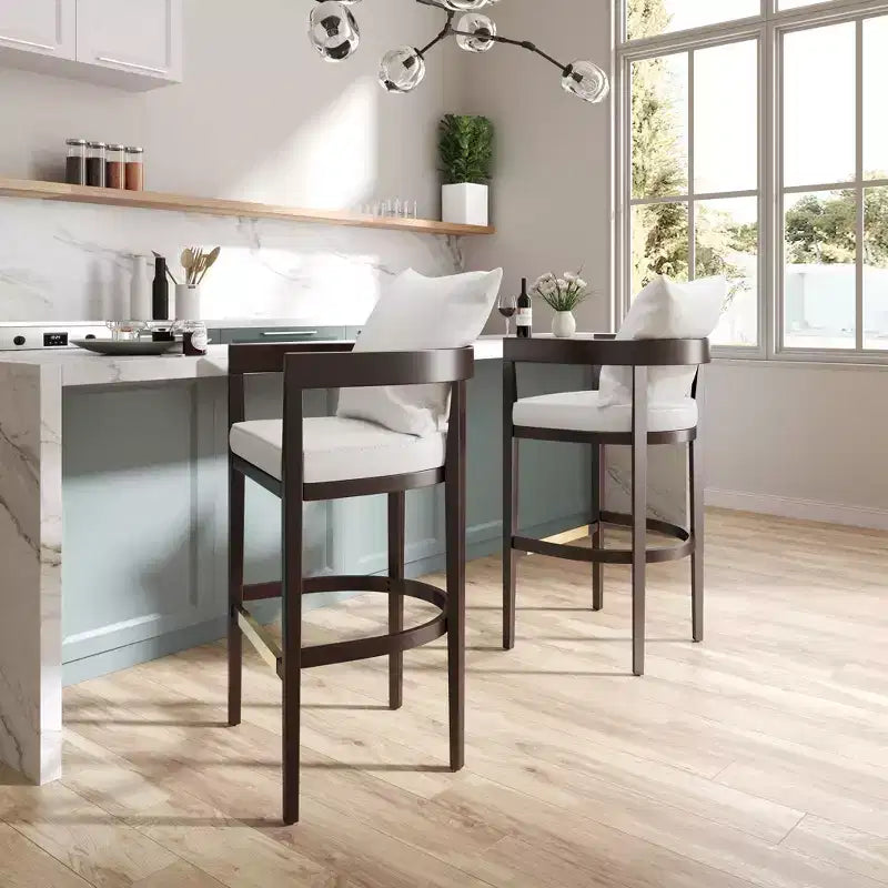 Lot de 3 tabourets de bar en hêtre rembourrés