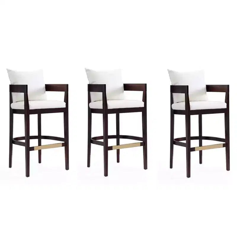 Lot de 3 tabourets de bar en hêtre rembourrés