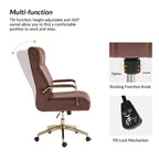 Chaise de bureau moderne en cuir pivotante et inclinable avec capitonnage en canal.