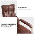 Chaise de bureau moderne en cuir pivotante et inclinable avec capitonnage en canal.