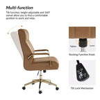 Chaise de bureau moderne en cuir pivotante et inclinable avec capitonnage en canal.
