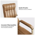 Chaise de bureau moderne en cuir pivotante et inclinable avec capitonnage en canal.