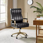 Chaise de bureau moderne en cuir pivotante et inclinable avec capitonnage en canal.