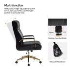 Chaise de bureau moderne en cuir pivotante et inclinable avec capitonnage en canal.