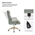 Chaise de bureau moderne en cuir pivotante et inclinable avec capitonnage en canal.