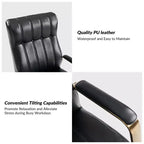 Chaise de bureau moderne en cuir pivotante et inclinable avec capitonnage en canal.