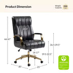 Chaise de bureau moderne en cuir pivotante et inclinable avec capitonnage en canal.