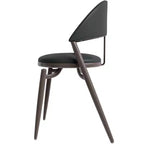 Chaise de salle à manger moderne en cuir, dossier ouvert rembourré avec pieds en métal, aucun assemblage requis