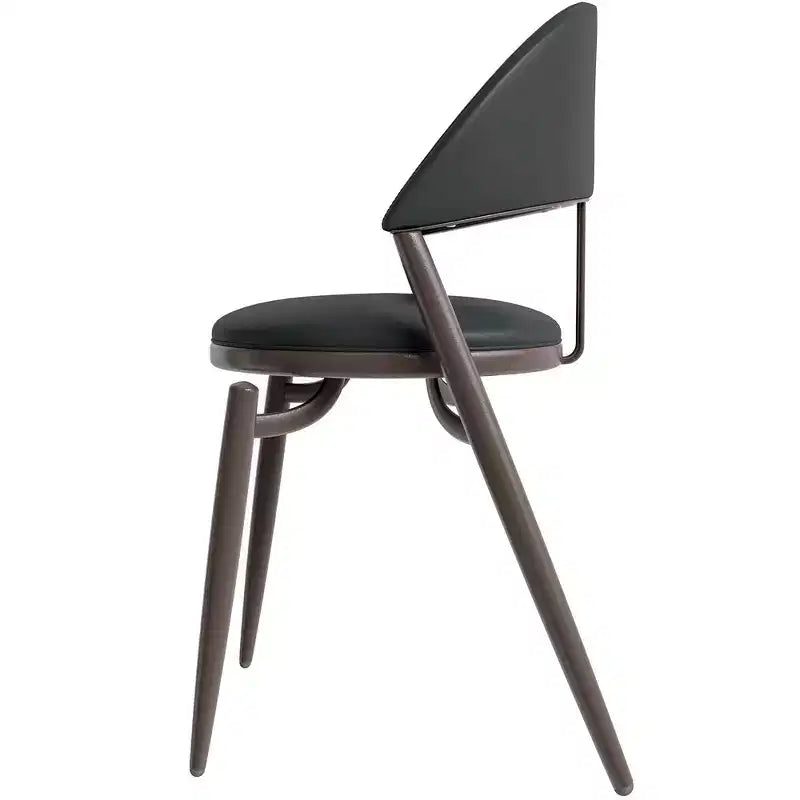 Chaise de salle à manger moderne en cuir, dossier ouvert rembourré avec pieds en métal, aucun assemblage requis