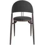 Chaise de salle à manger moderne en cuir, dossier ouvert rembourré avec pieds en métal, aucun assemblage requis