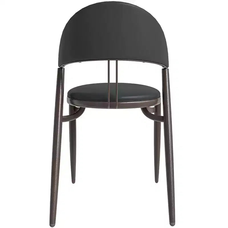 Chaise de salle à manger moderne en cuir, dossier ouvert rembourré avec pieds en métal, aucun assemblage requis