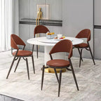 Chaise de salle à manger moderne en cuir, dossier ouvert rembourré avec pieds en métal, aucun assemblage requis