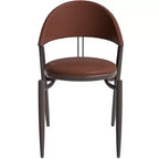 Chaise de salle à manger moderne en cuir, dossier ouvert rembourré avec pieds en métal, aucun assemblage requis