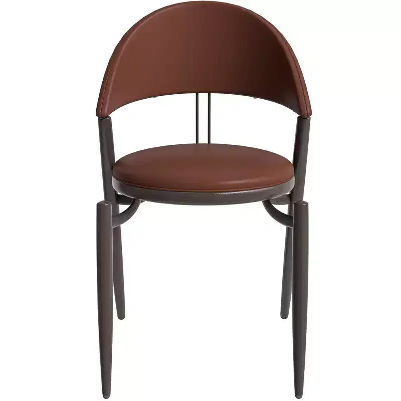 Chaise de salle à manger moderne en cuir, dossier ouvert rembourré avec pieds en métal, aucun assemblage requis