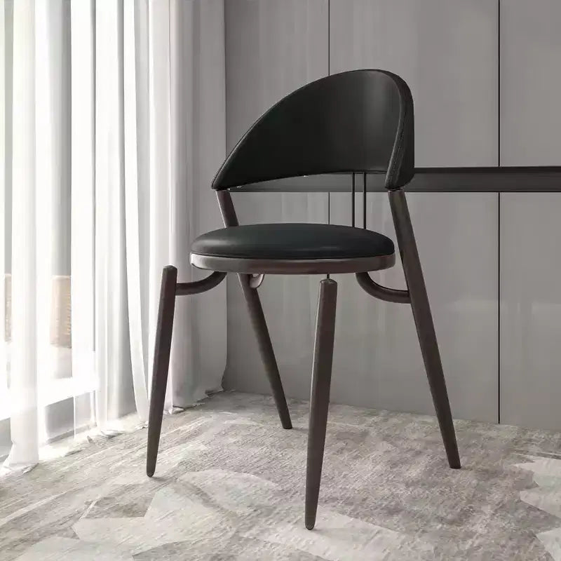 Chaise de salle à manger moderne en cuir, dossier ouvert rembourré avec pieds en métal, aucun assemblage requis