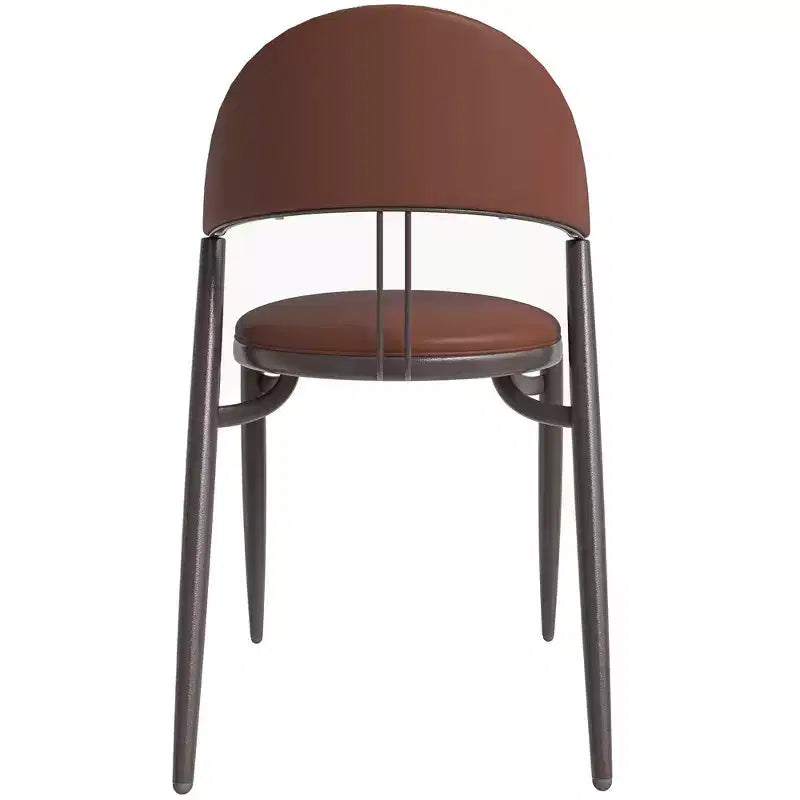 Chaise de salle à manger moderne en cuir, dossier ouvert rembourré avec pieds en métal, aucun assemblage requis